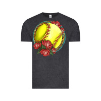 Vintage Black Western Softball With Roses Vintage Tee - LillyAllenDesigns