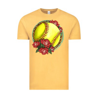 Vintage Mustard Western Softball With Roses Vintage Tee - LillyAllenDesigns