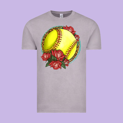 Western Softball With Roses Vintage Tee Designed By Lillyallendesigns