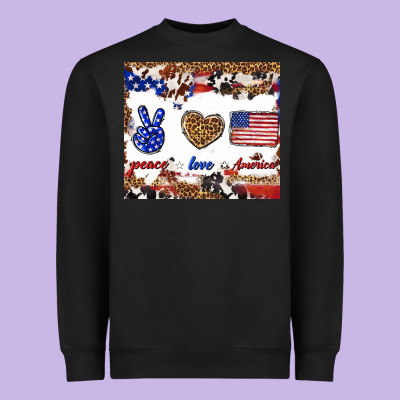 Peace Love America Heavyweight Sweatshirt Designed By Tumblerdesignbyshophia