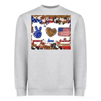 Heather Grey peace love america Heavyweight Sweatshirt - TumblerDesignByShophia