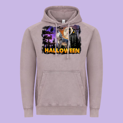 Halloween Wolf Vintage Hoodie Designed By Lillyallendesigns