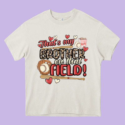 That's My Brother On That Field  Baseball Heavy Core Tee Designed By Maliassmallbusiness