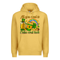 Antique Gold St. Patrick's All you need is coffee and luck Premium Hoodie - OliviaCreatesArt