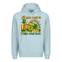 Blue Mist St. Patrick's All you need is coffee and luck Premium Hoodie - OliviaCreatesArt