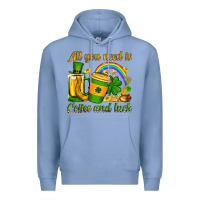 Colony Blue St. Patrick's All you need is coffee and luck Premium Hoodie - OliviaCreatesArt