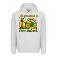 Dove Grey St. Patrick's All you need is coffee and luck Premium Hoodie - OliviaCreatesArt
