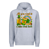 Heather Grey St. Patrick's All you need is coffee and luck Premium Hoodie - OliviaCreatesArt