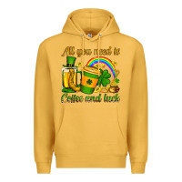 Mustard St. Patrick's All you need is coffee and luck Premium Hoodie - OliviaCreatesArt