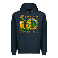 Navy St. Patrick's All you need is coffee and luck Premium Hoodie - OliviaCreatesArt