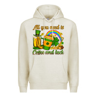Oatmeal Heather St. Patrick's All you need is coffee and luck Premium Hoodie - OliviaCreatesArt