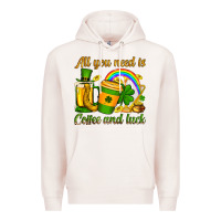 Pale Pink St. Patrick's All you need is coffee and luck Premium Hoodie - OliviaCreatesArt