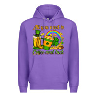 Purple St. Patrick's All you need is coffee and luck Premium Hoodie - OliviaCreatesArt