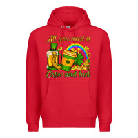 Red St. Patrick's All you need is coffee and luck Premium Hoodie - OliviaCreatesArt