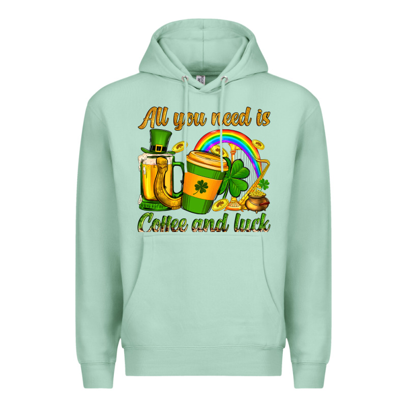 St. Patrick's All You Need Is Coffee And Luck Premium Hoodie by OliviaCreatesArt | Teevron