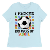 Baby Blue i kicked 100 days of school Ladies Tee - MaliasSmallBusiness