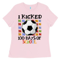 Bubblegum Pink i kicked 100 days of school Ladies Tee - MaliasSmallBusiness