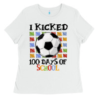 White i kicked 100 days of school Ladies Tee - MaliasSmallBusiness