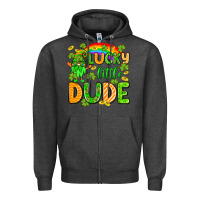 Charcoal Heather St. Patrick's Lucky little dude Zipper Hoodie - OliviaCreatesArt
