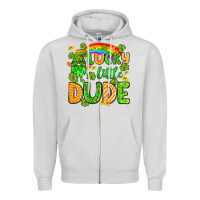 Dove Grey St. Patrick's Lucky little dude Zipper Hoodie - OliviaCreatesArt