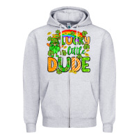 Heather Grey St. Patrick's Lucky little dude Zipper Hoodie - OliviaCreatesArt