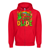 Red St. Patrick's Lucky little dude Zipper Hoodie - OliviaCreatesArt
