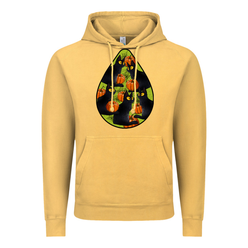 Black Cat Halloween Teardrop Vintage Hoodie by LillyAllenDesigns | Teevron