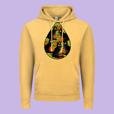 Black Cat Halloween Teardrop Vintage Hoodie Designed By Lillyallendesigns