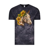 Cloud Black appaloosa horse with sunflowers Vintage Tee - LillyAllenDesigns
