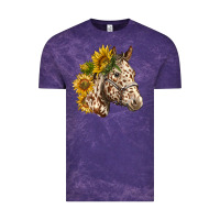 Cloud Purple appaloosa horse with sunflowers Vintage Tee - LillyAllenDesigns