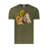 Vintage Olive appaloosa horse with sunflowers Vintage Tee - LillyAllenDesigns