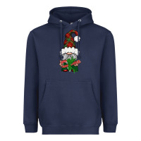 Navy Christmas Gnome With Candy Heavyweight Hoodie - BundleAndBundleShop