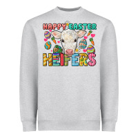 Heather Grey Happy Easter Heifers Easter Day Heavyweight Sweatshirt - HowdyJamesFarm