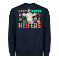 Navy Happy Easter Heifers Easter Day Heavyweight Sweatshirt - HowdyJamesFarm