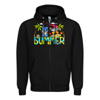 Black Summer Gnomes Zipper Hoodie - CowCowDesign