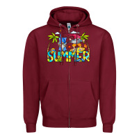 Burgundy Summer Gnomes Zipper Hoodie - CowCowDesign
