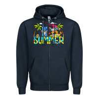 Navy Summer Gnomes Zipper Hoodie - CowCowDesign