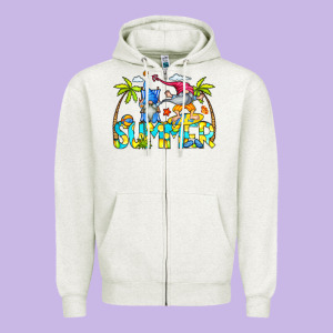 Summer Gnomes Zipper Hoodie Designed By Cowcowdesign