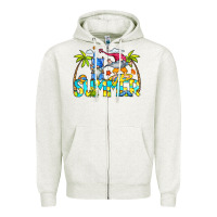 Oatmeal Heather Summer Gnomes Zipper Hoodie - CowCowDesign