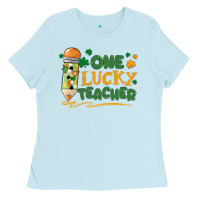 Baby Blue one lucky teacher Ladies Tee - MaliasSmallBusiness