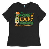 Black one lucky teacher Ladies Tee - MaliasSmallBusiness