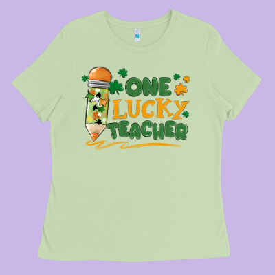 One Lucky Teacher Ladies Tee Designed By Maliassmallbusiness