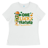 White one lucky teacher Ladies Tee - MaliasSmallBusiness