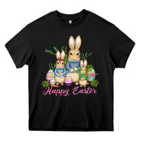 Black easter bunny family wıth carrots and eggs Heavy Core Tee - AdoDesignShop