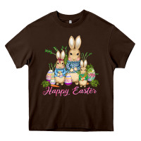 Chocolate Brown easter bunny family wıth carrots and eggs Heavy Core Tee - AdoDesignShop