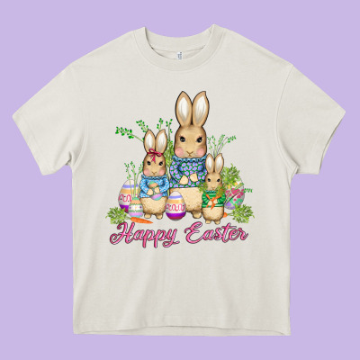 Easter Bunny Family Wıth Carrots And Eggs Heavy Core Tee Designed By Adodesignshop