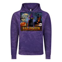 Cloud Purple Black Cat Halloween Vintage Hoodie - LillyAllenDesigns