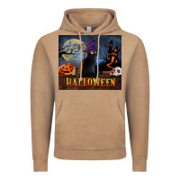 Vintage Coffee Black Cat Halloween Vintage Hoodie - LillyAllenDesigns