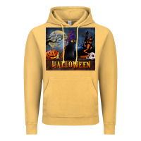 Vintage Mustard Black Cat Halloween Vintage Hoodie - LillyAllenDesigns