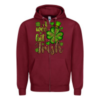 Burgundy St. Patrick's A wee bit irish Zipper Hoodie - OliviaCreatesArt